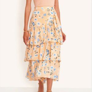Floral Tiered Flounce Maxi Skirt